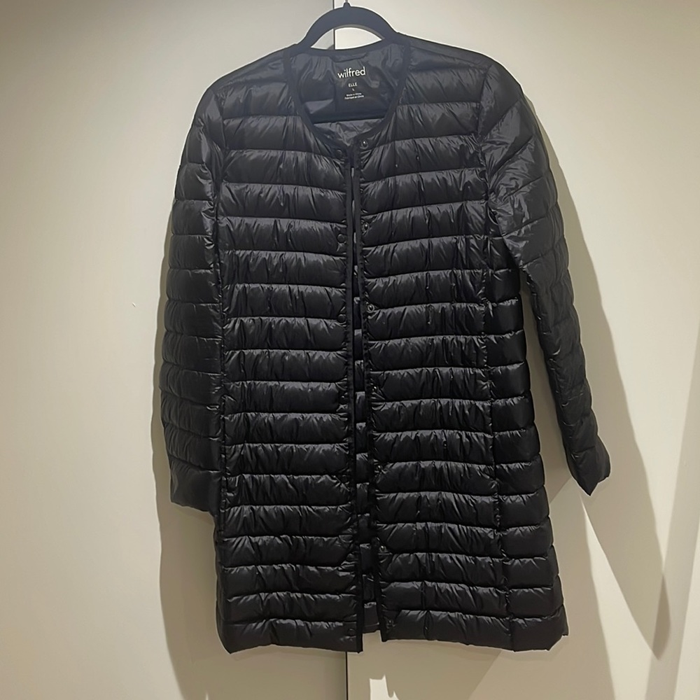 Aritzia Wilfred Quilted Black Puffer Coat